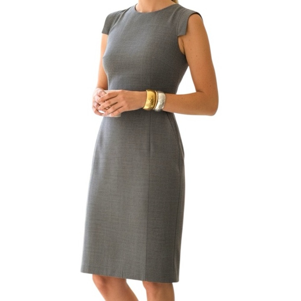 NEW J. Crew Resume Midi Dress in Gray Stretch Wool From Lanificio di Tollegno